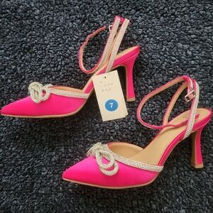 NWT Barbie Pink Satin & Sequined Heels